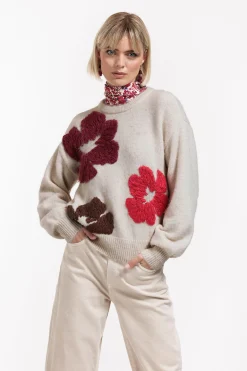 Nour flower pullover - kit/merlot