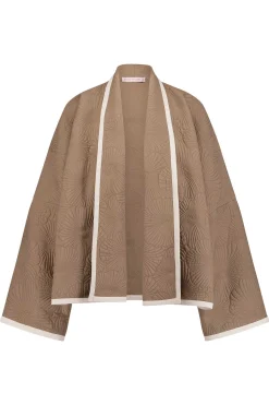 Oralee flower jacquard jacket - latte