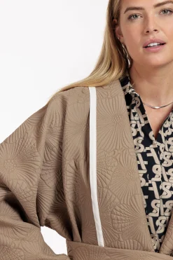 Oralee flower jacquard jacket - latte