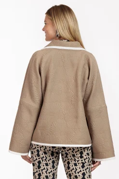 Oralee flower jacquard jacket - latte