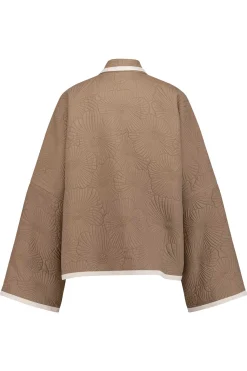 Oralee flower jacquard jacket - latte