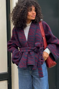 Oralee wool zebra jacket - dark blue/blackberry