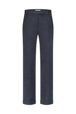 Ozzie woven look trousers - midnight blue