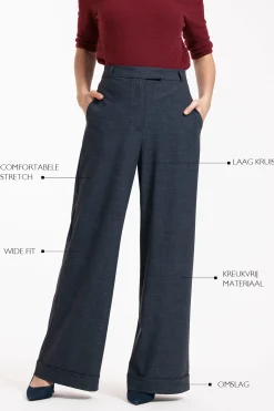 Ozzie woven look trousers - midnight blue