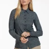 Polly tweed blouse - black/off white