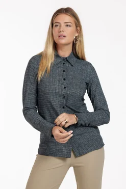 Polly tweed blouse - black/off white