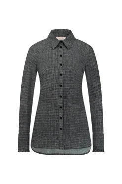 Polly tweed blouse - black/off white