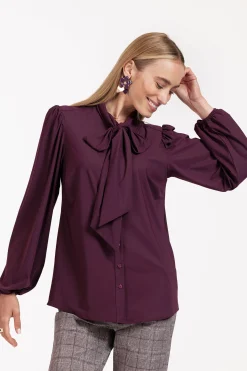 Poppy bow blouse - blackberry