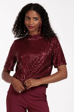 Princess sequins top - merlot