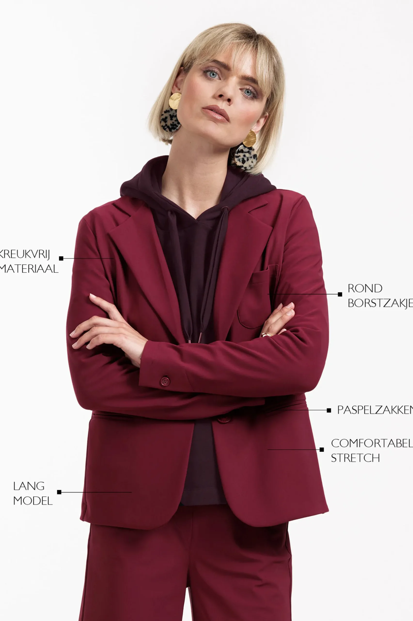 Rana bonded blazer - merlot