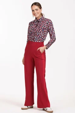 Remi bnd contrast trousers - dark red
