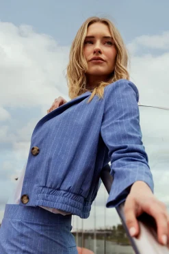 Ruby pinstripe blazer - denim blue