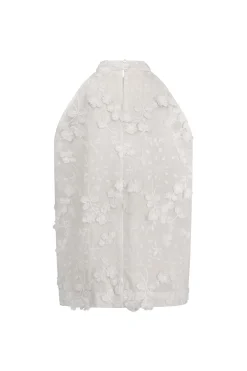 Sara fringe embroidery top - off white