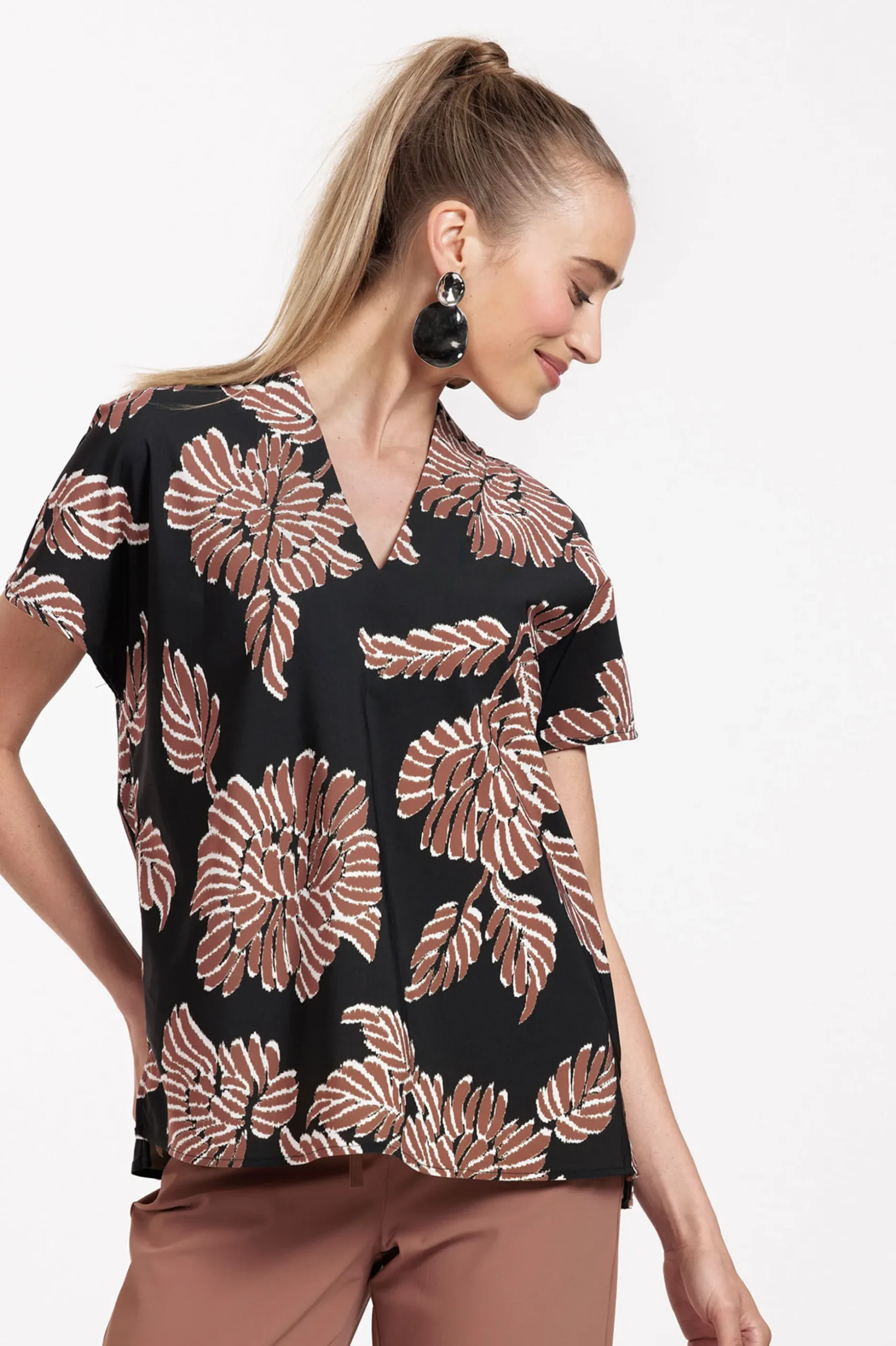 Senne flower top - black/chocolate