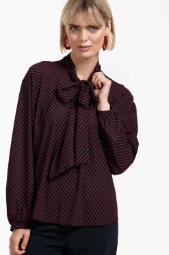 Sheila stripe blouse - merlot/dark blue