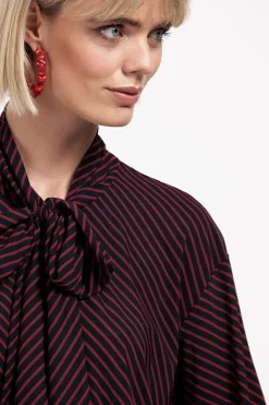 Sheila stripe blouse - merlot/dark blue