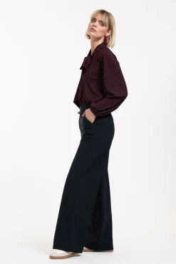 Sheila stripe blouse - merlot/dark blue