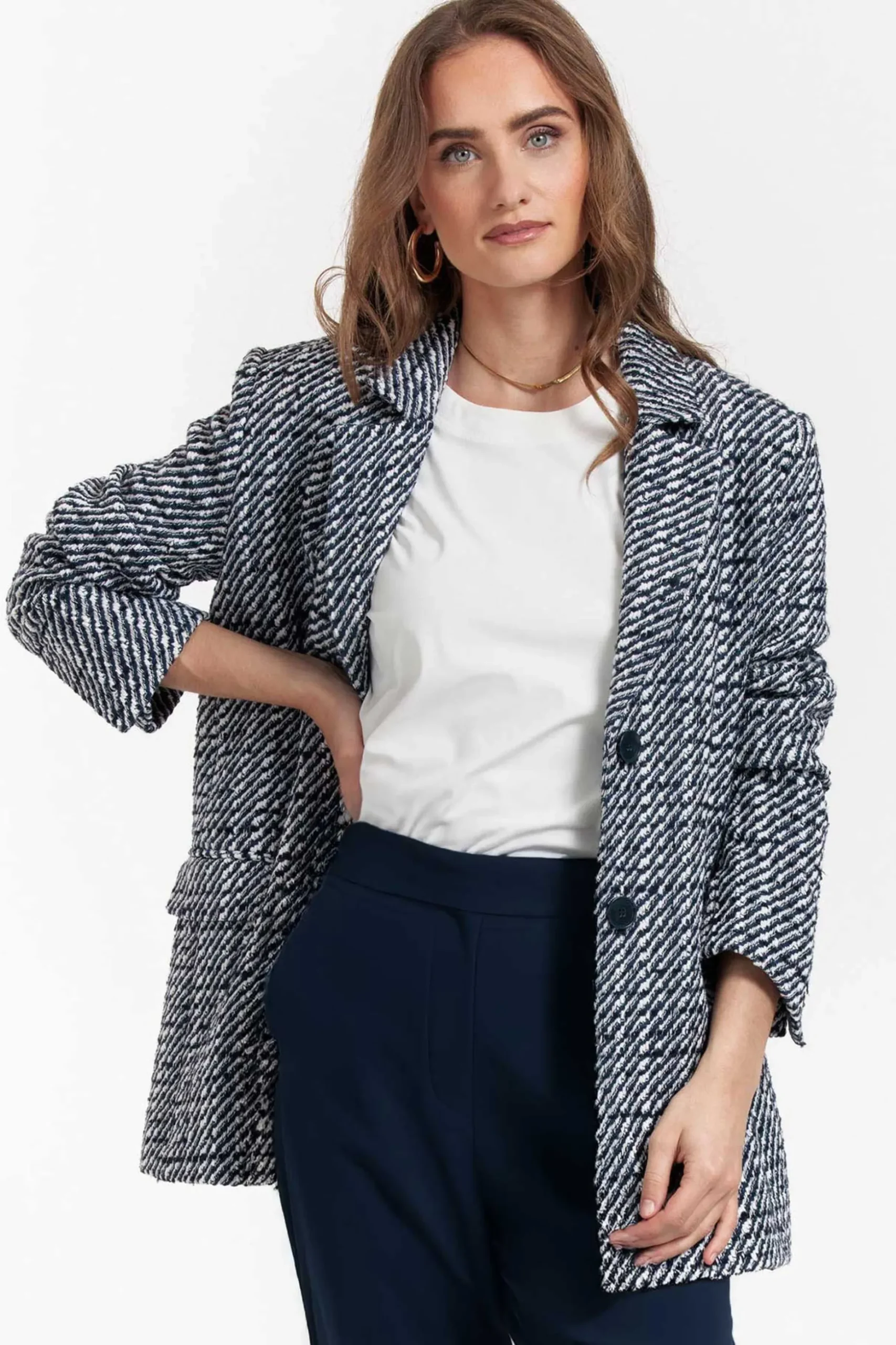 Sofie tweed blazer - dblue/kit