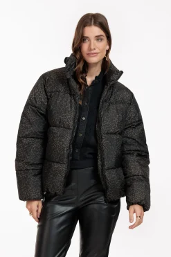 Tanner puffer leopard jacket - new army/black