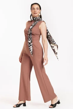 Triangle leopard crepe scarf - kit/chocolate
