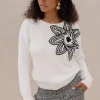 Valerie chunky flower pullover - off white