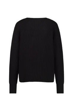 Valerie chunky flower pullover - black