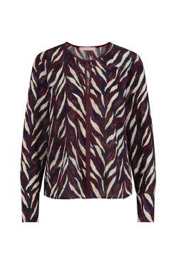 Veerle leaves crepe blouse - kit/merlot