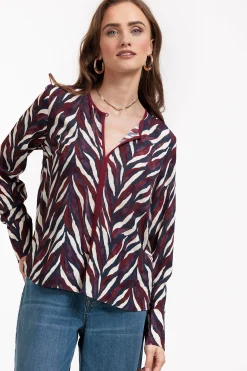 Veerle leaves crepe blouse - kit/merlot
