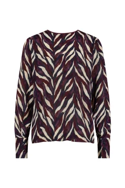 Veerle leaves crepe blouse - kit/merlot