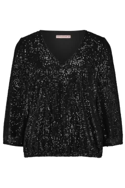 Victoria sequins top - black