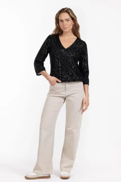 Victoria sequins top - black