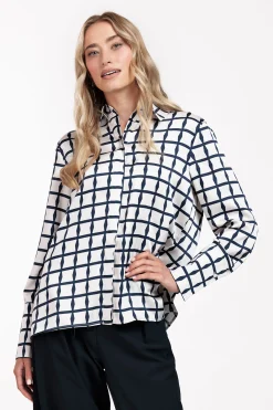 Yara squares blouse - kit/dark blue