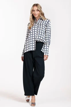Yara squares blouse - kit/dark blue
