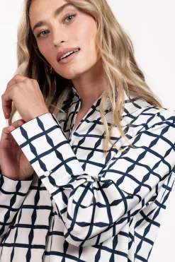 Yara squares blouse - kit/dark blue